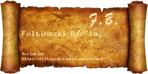 Foltinszki Béla névjegykártya